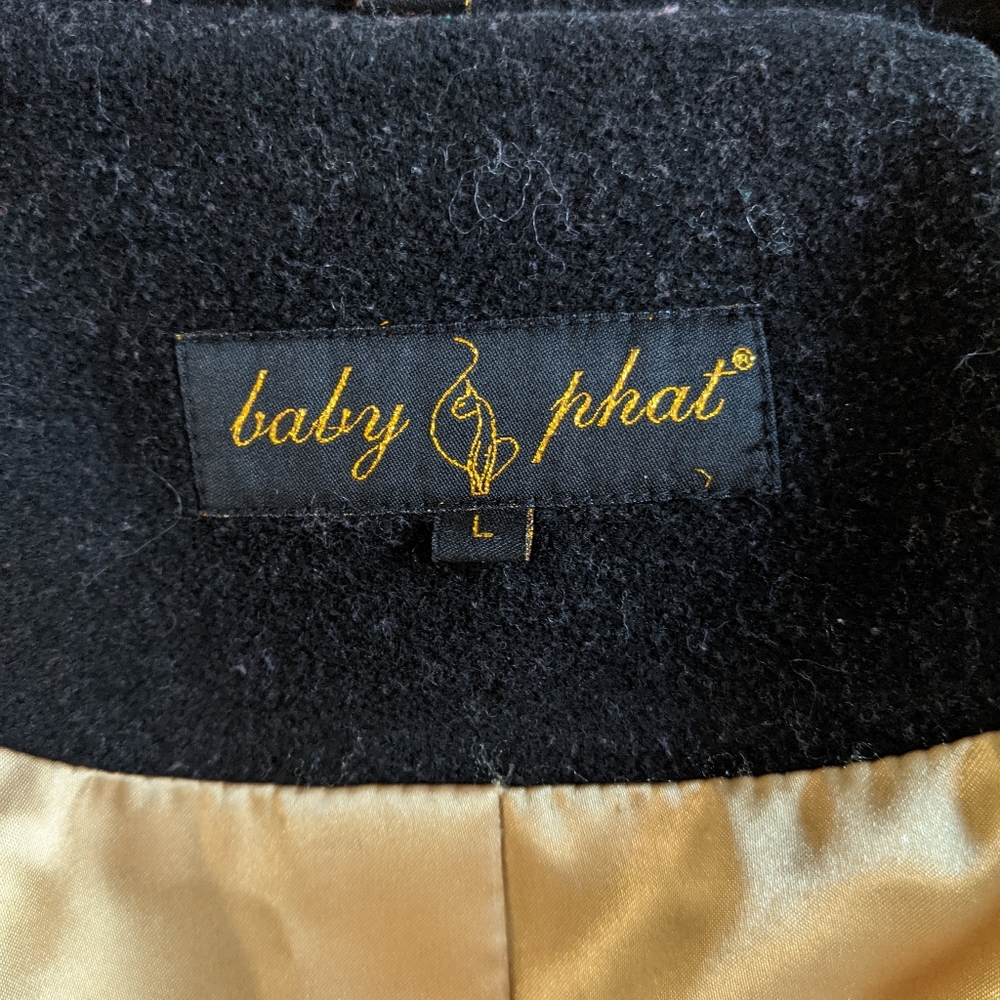 Baby Phat Elegant Black Pea Coat with Gold Details - Picture 4 of 8